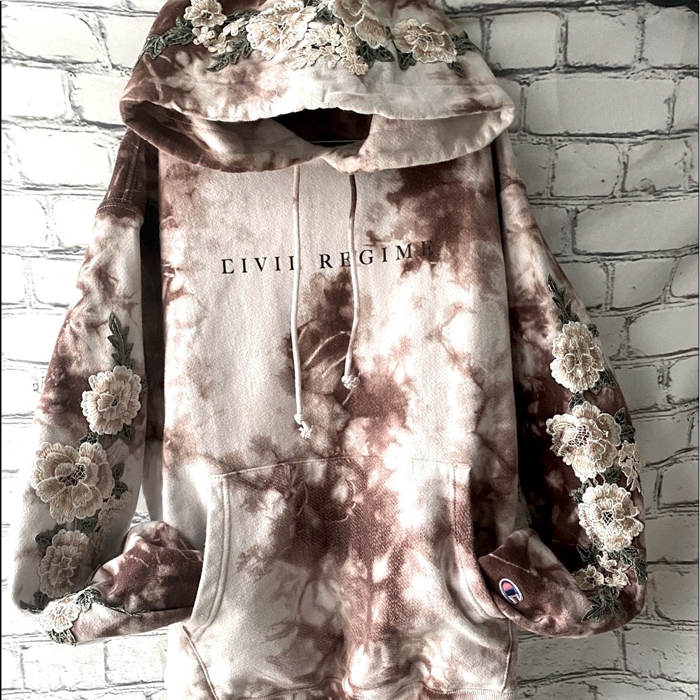 Civil regime champion crystal maroon wash hoodie